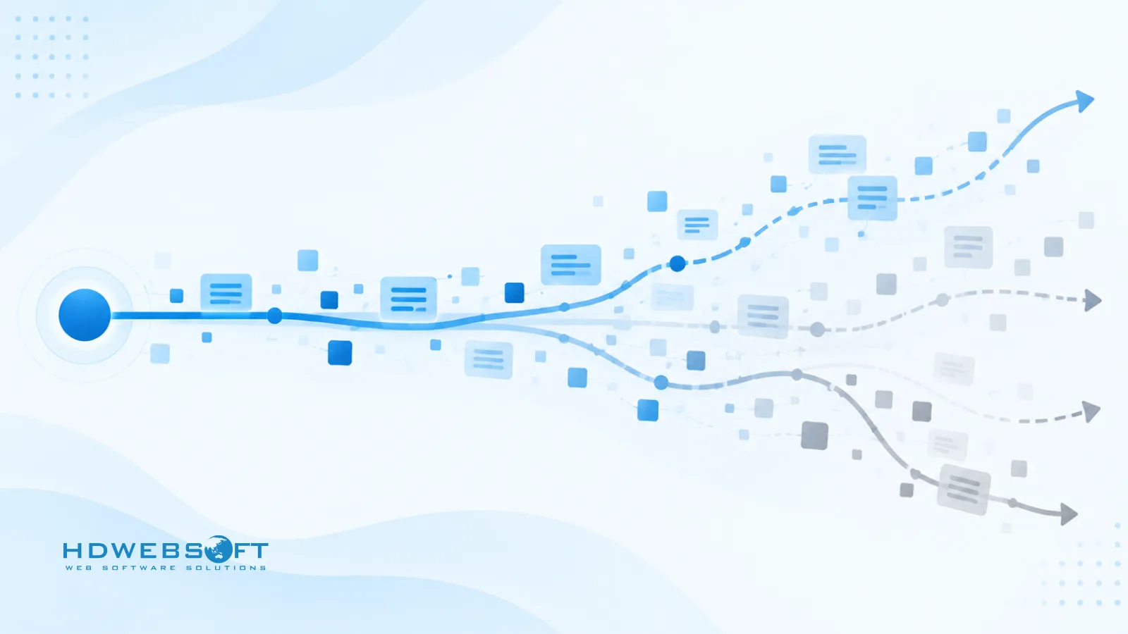 Abstract illustration of prompt drift showing an AI agent path diverging from original instructions as context grows