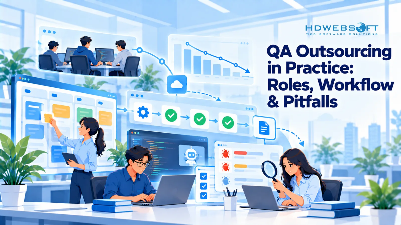 QA outsourcing ในทางปฏิบัติ: บทบาททีม เวิร์กโฟลว์ และข้อผิดพลาด