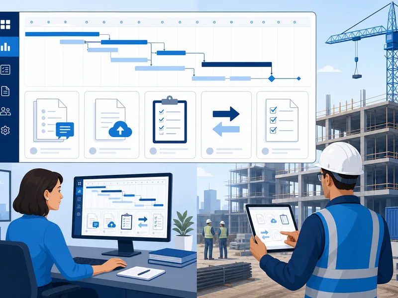 Nền tảng quản lý dự án xây dựng cho lịch trình, RFI, submittal, change order và báo cáo hiện trường hằng ngày