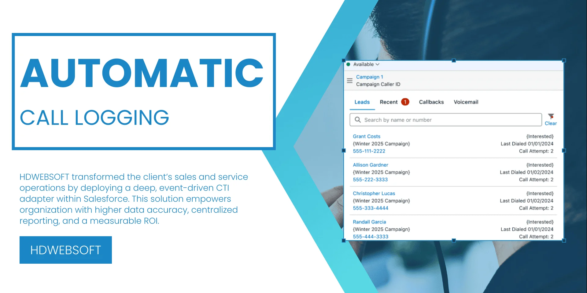 Call-center integration - automatic call logging